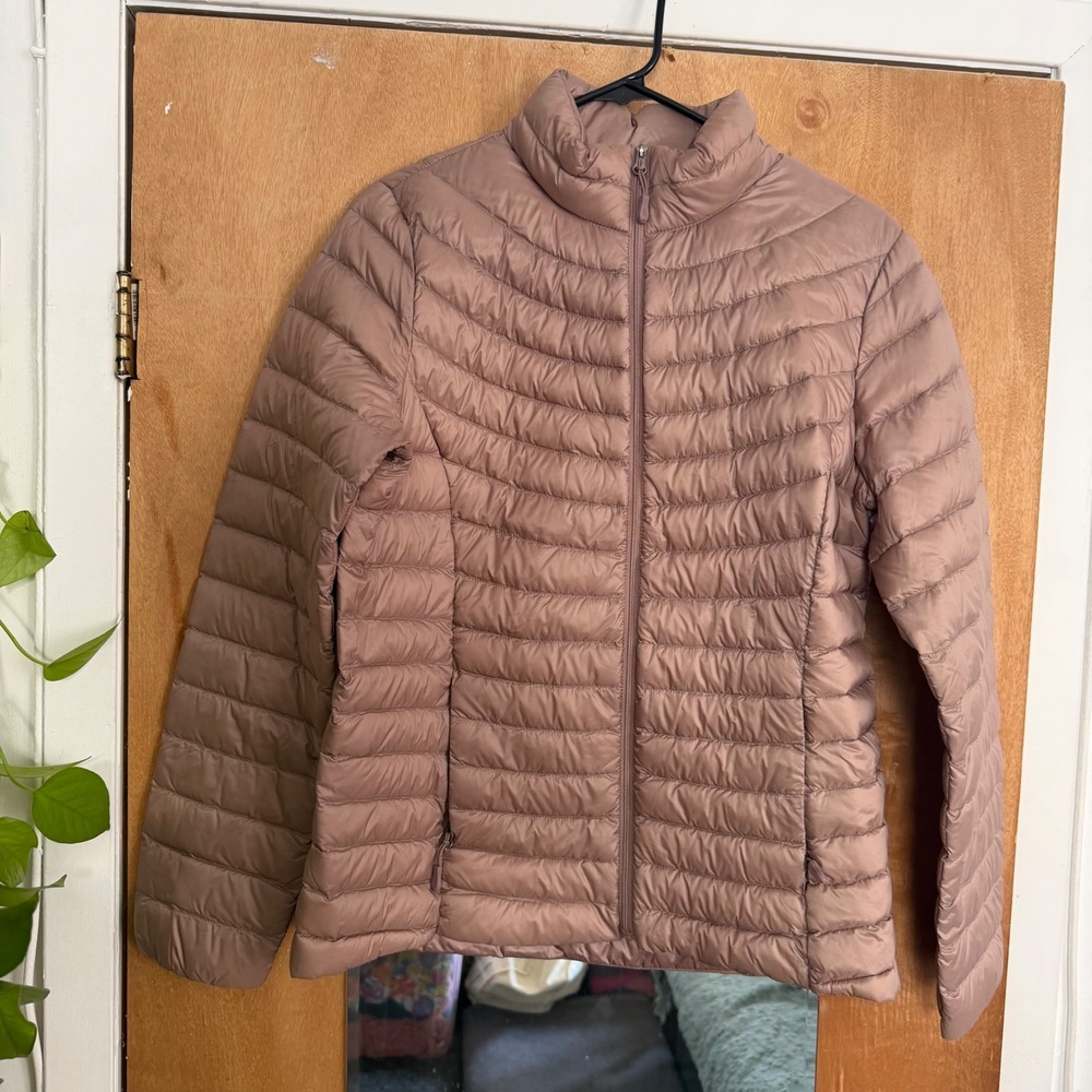 32 Degrees Heat Womens Puffer Jacket Mauve Taupe Full Zip Quilted Coat Medium